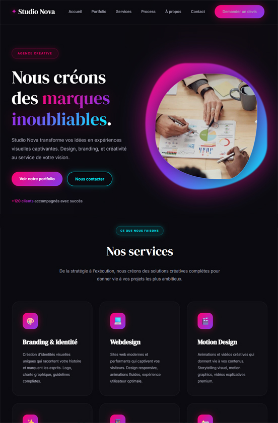 Aperçu tablette du Template Agence Premium, site web responsive pour studio créatif