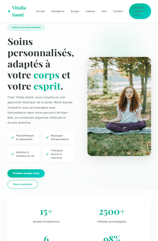 Aperçu tablette du Template Santé Premium, site web responsive pour centre de santé
